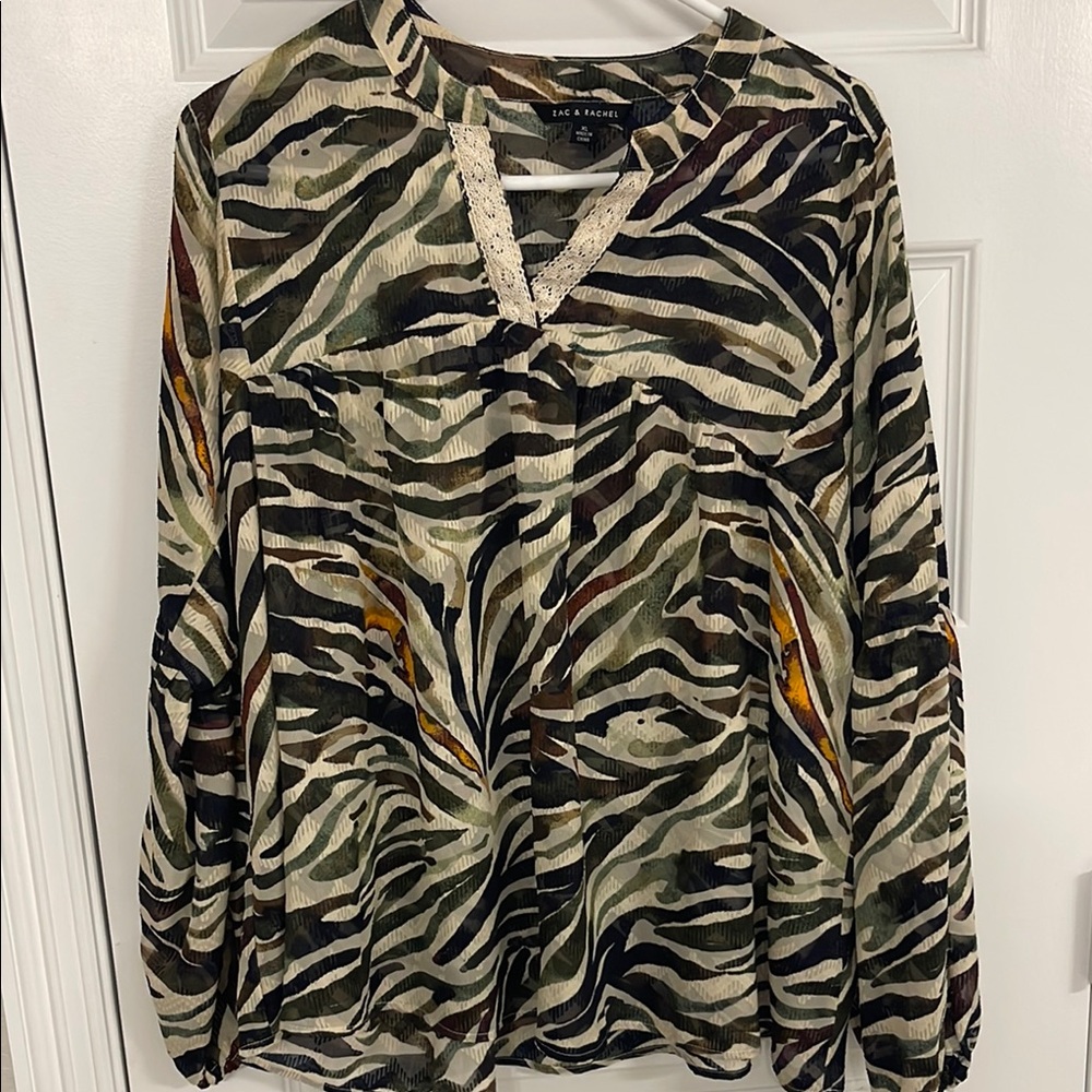 Women's Zebra Print Top - Green and Black